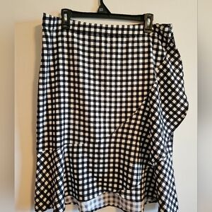 Banana Republic Black and White Check Plaid Ruffle Skirt 14